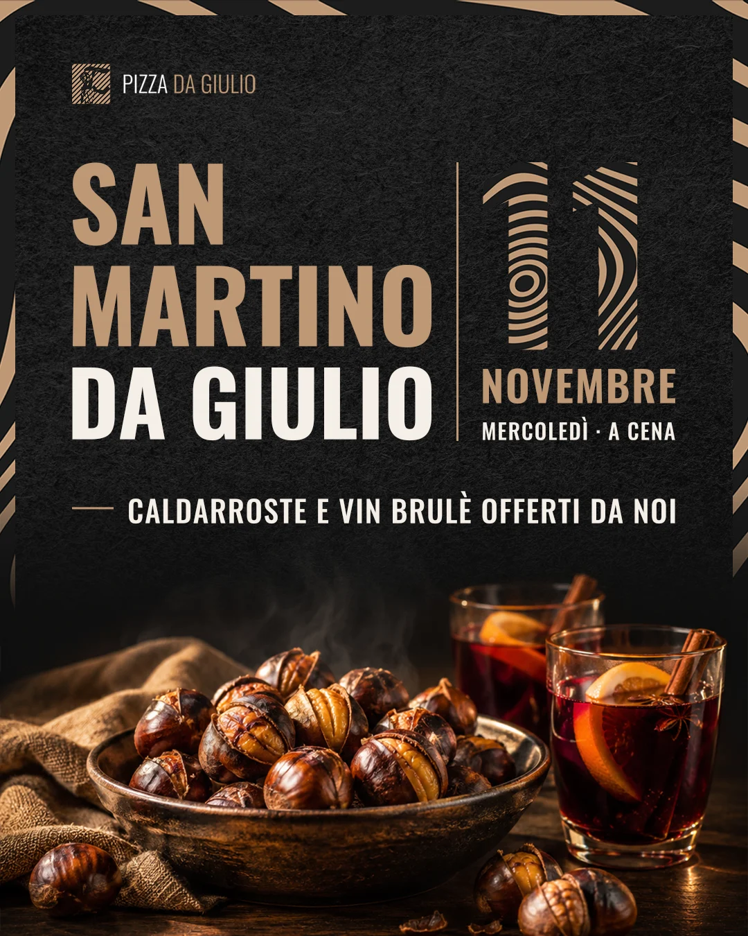 San Martino da Giulio: caldarroste e vin brulè offerti a cena mercoledì 11 novembre